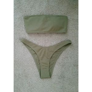 Zaful Olive Green Bandeau Bikini